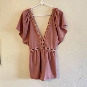 Tobi Blush Pink Laser Cut Out Romper Medium